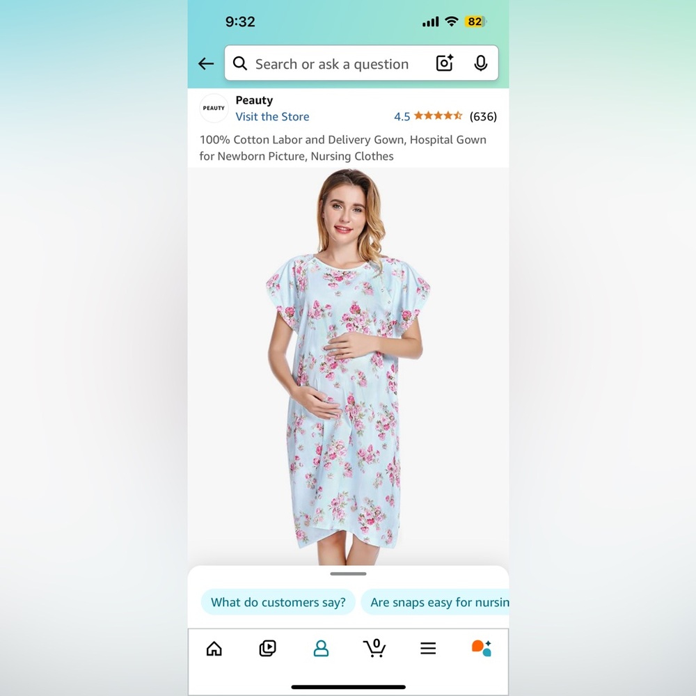 NEW 100% Cotton Labor Delivery Gown, Hospital Gown for Newborn Picture, Nursing